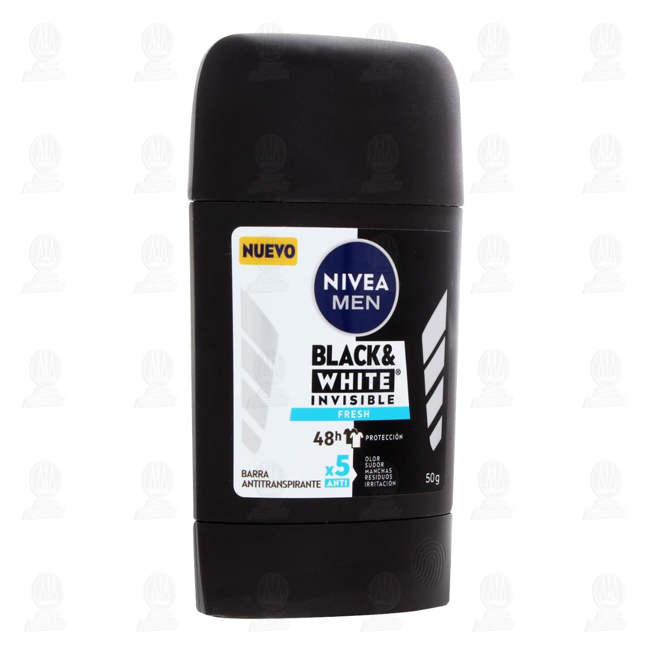 Imagen para Antitranspirante Nivea Men Black & White Invisible Fresh en Barra, 50 gr.