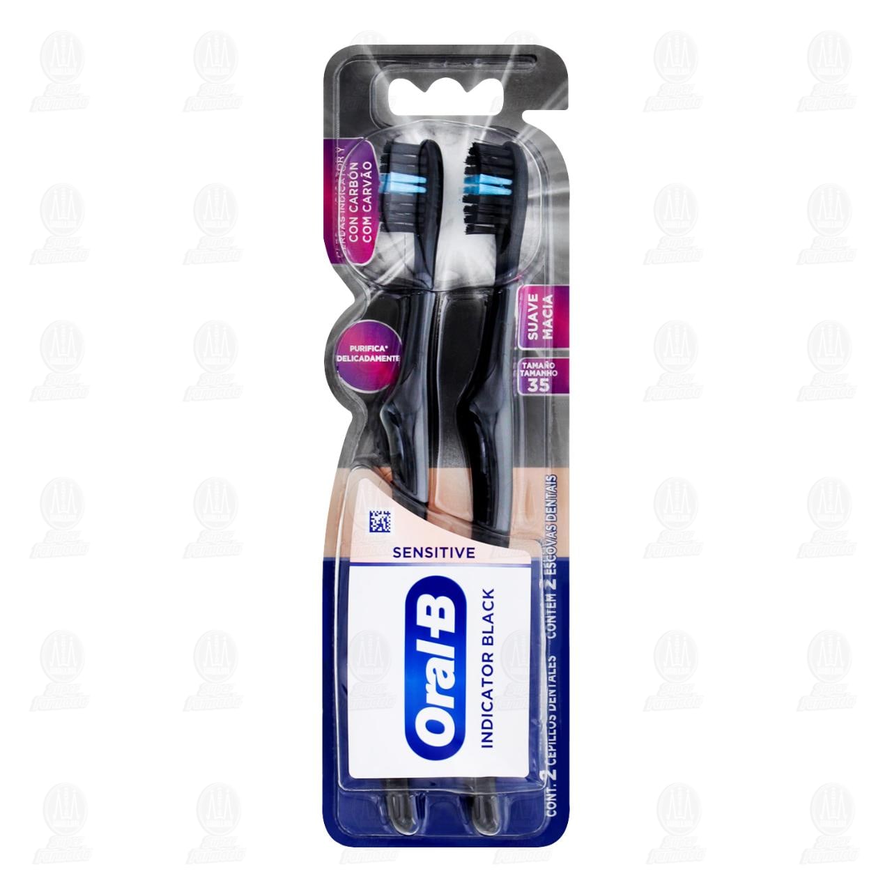 Imagen para Cepillo Dental Oral-B Sensitive Indicator Black Suave, 2 pzas.