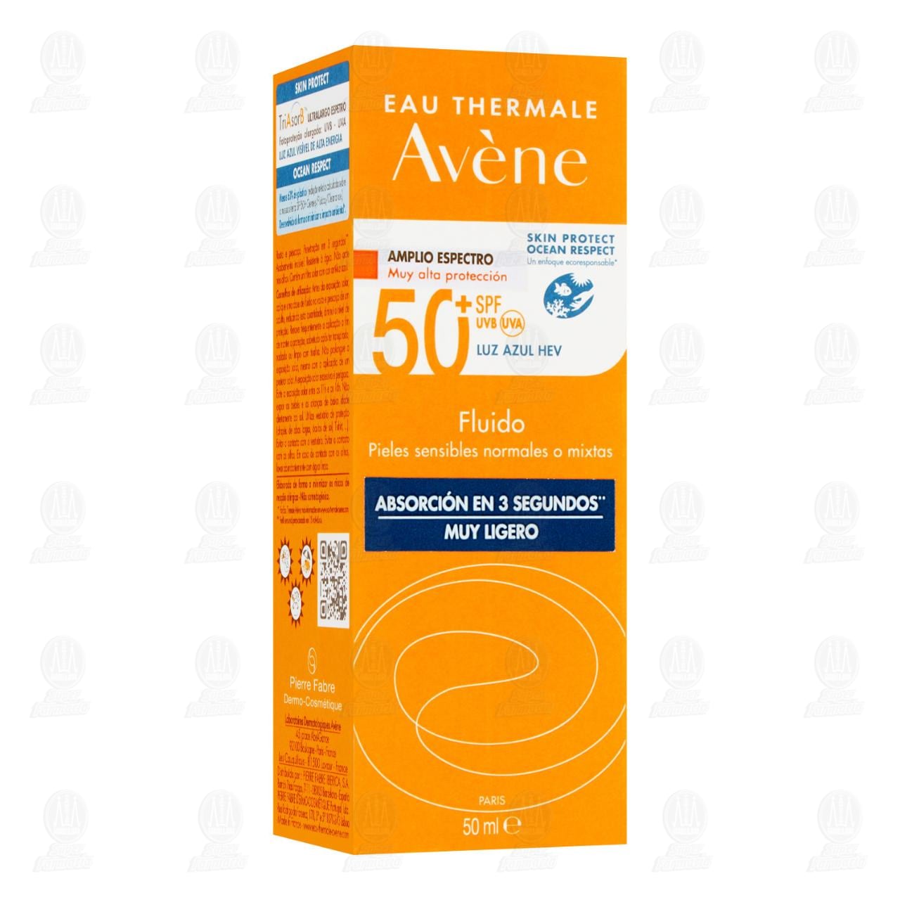 Imagen para Avène Protector Solar Fluido Muy Ligero FPS 50+ Sin color para Pieles Sensibles, Normales o Mixtas, 50 ml.