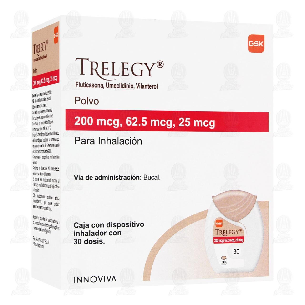 Trelegy 200mcg/62.5mcg/25mcg Polvo para Inhalación, 30 Dosis. image number 0