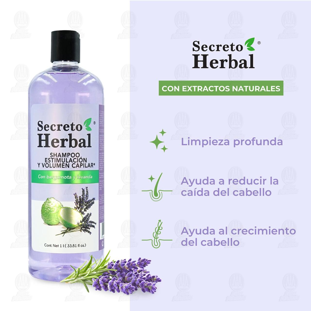Shampoo Secreto Herbal Estimulaci&oacute;n y Volumen Capilar con Bergamota y Lavanda, 1 l. image number 2