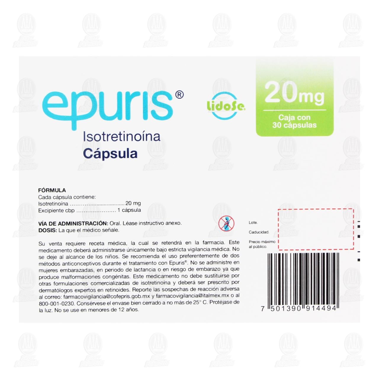 Epuris 20 mg, 30 C&aacute;psulas. image number 2