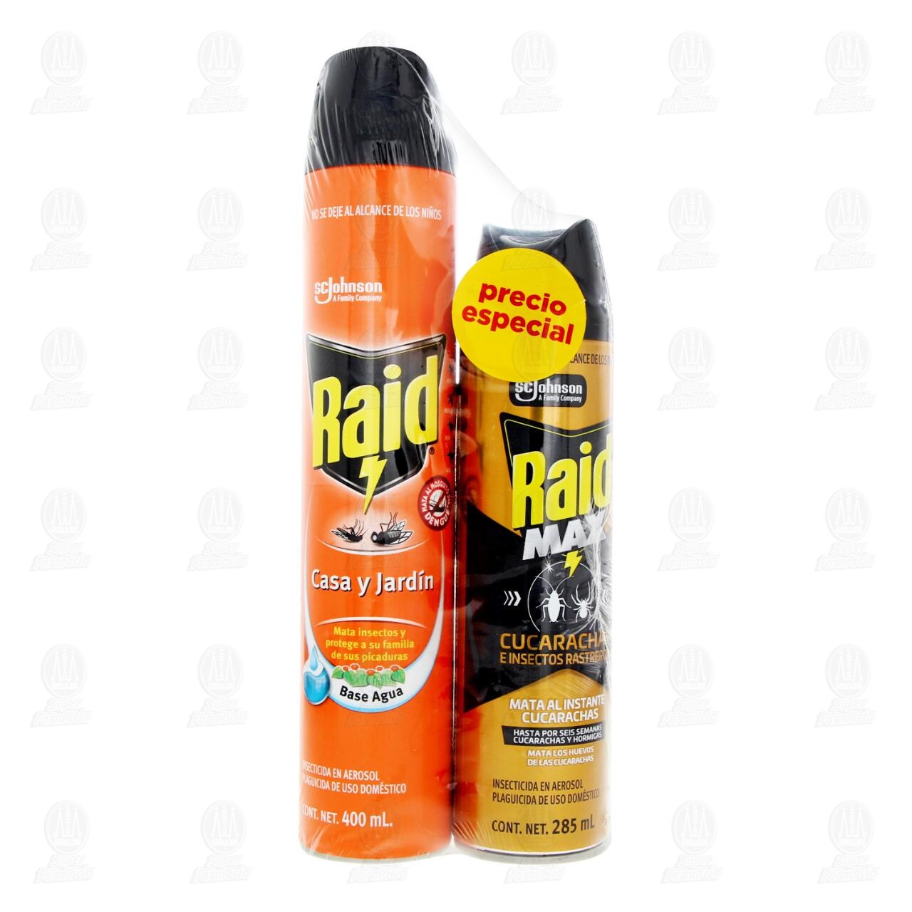 Pack Raid Casa y Jard&iacute;n Insecticida en Aerosol de 400 ml + Raid Max Cucarachas de 285 ml, 2 pzas. image number 1