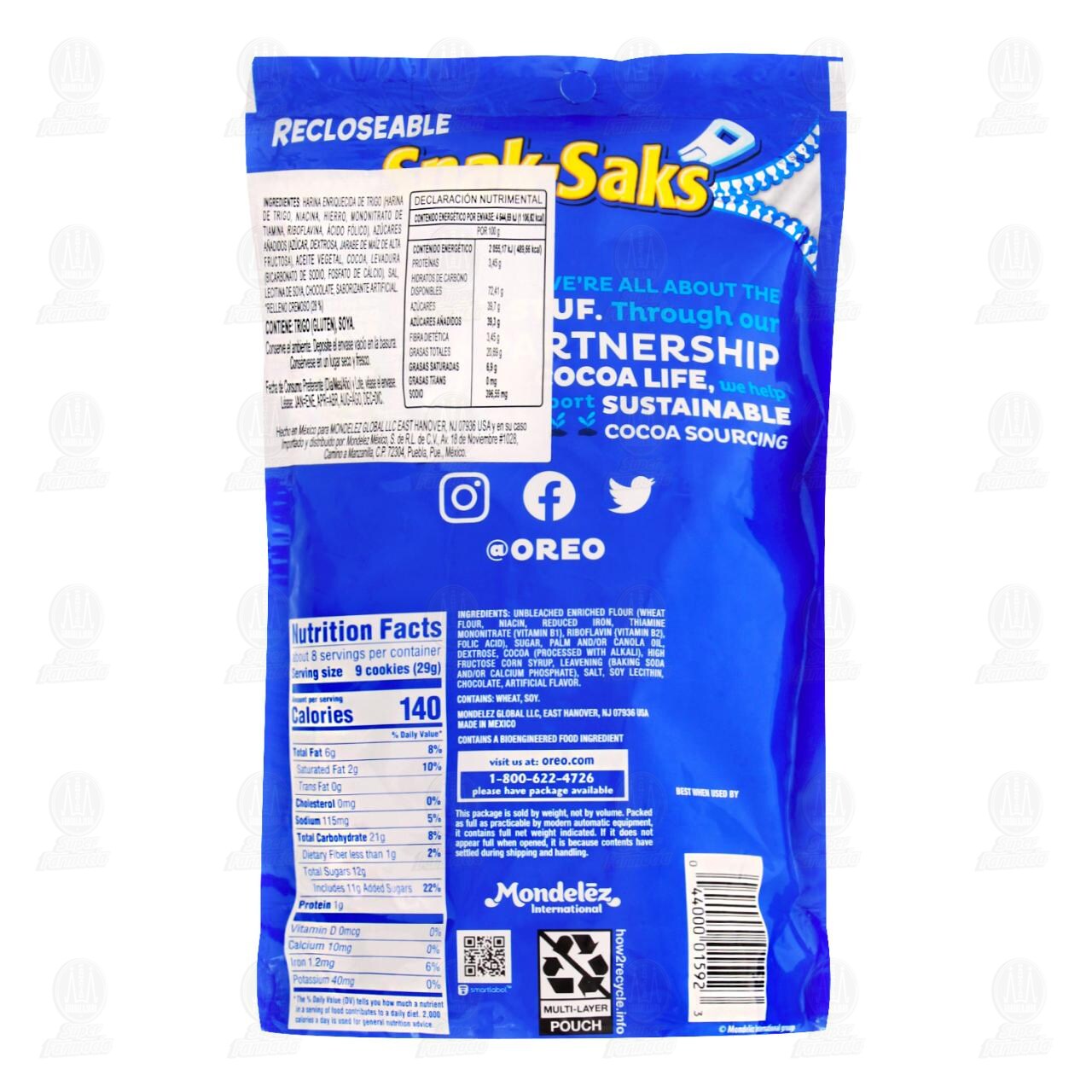 Galletas Oreo Mini Sabor Chocolate, 226 gr. image number 1