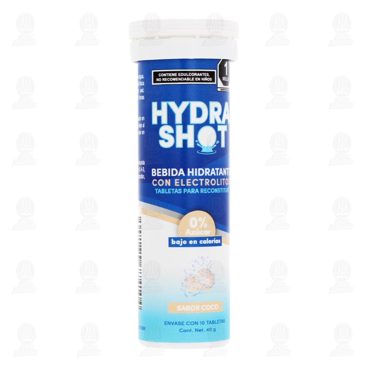 Bebida Hidratante Hydra Shot con Electrolitos 0% Az&uacute;car Sabor Coco, 10 Tabletas.