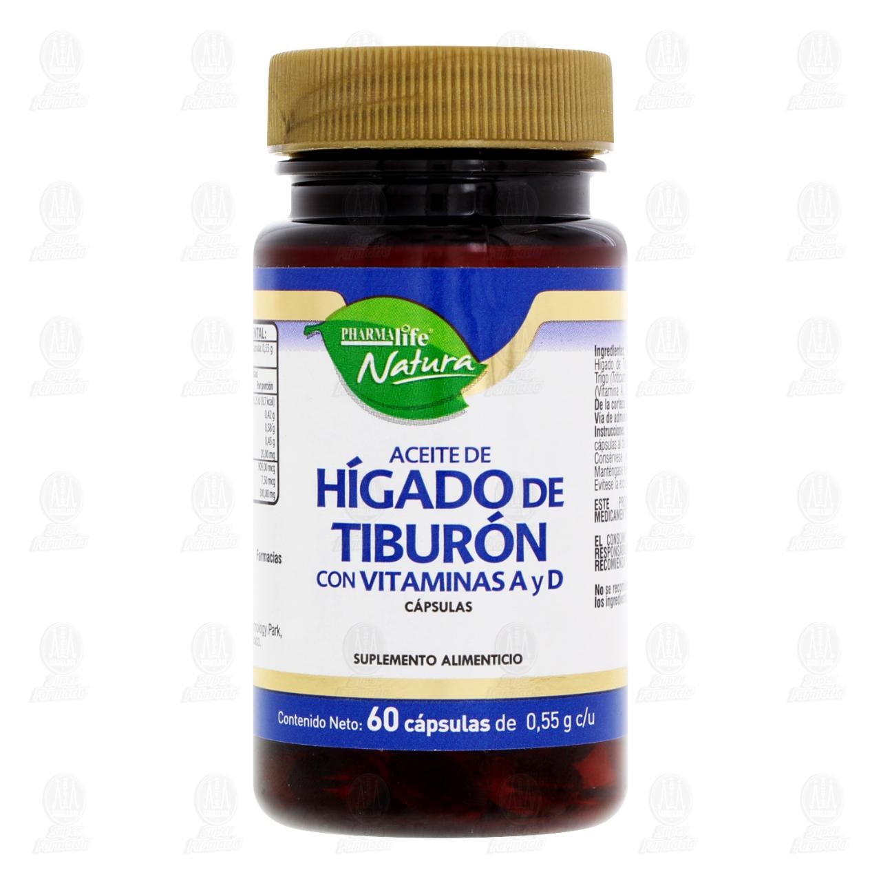 Aceite de H&iacute;gado de Tibur&oacute;n 0.55 gr, 60 C&aacute;psulas Pharmalife Natura. image number 1