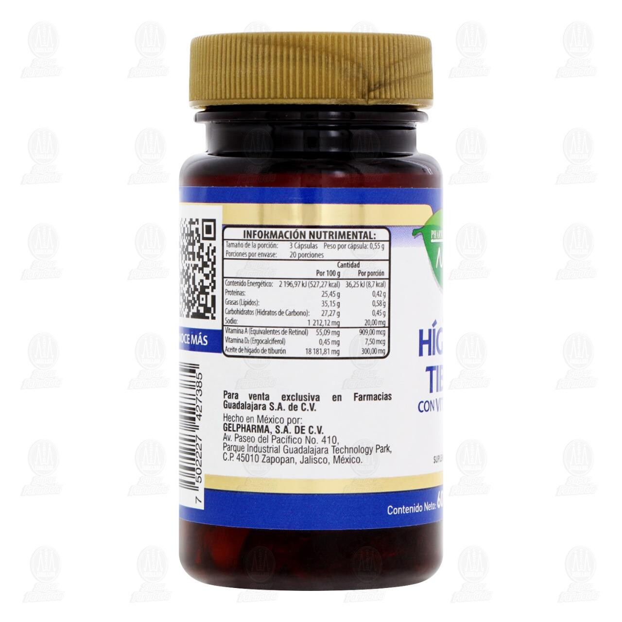Aceite de H&iacute;gado de Tibur&oacute;n 0.55 gr, 60 C&aacute;psulas Pharmalife Natura. image number 2