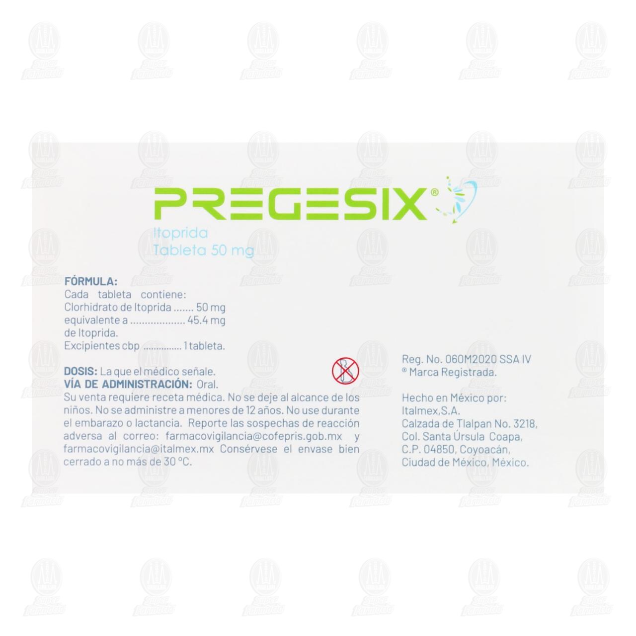 Pregesix 50 mg, 30 Tabletas. image number 2
