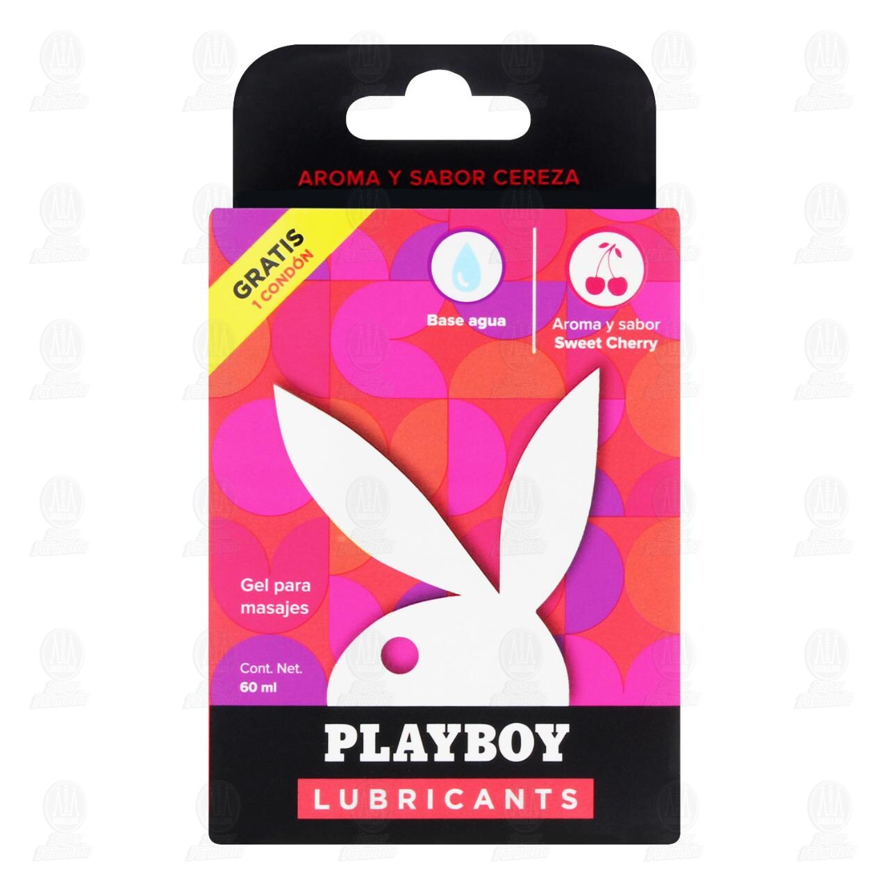 Playboy Lubricants Gel para Masaje Sweet Cherry, 2 pzas (Gel de 60 ml + Condón gratis) image number 1