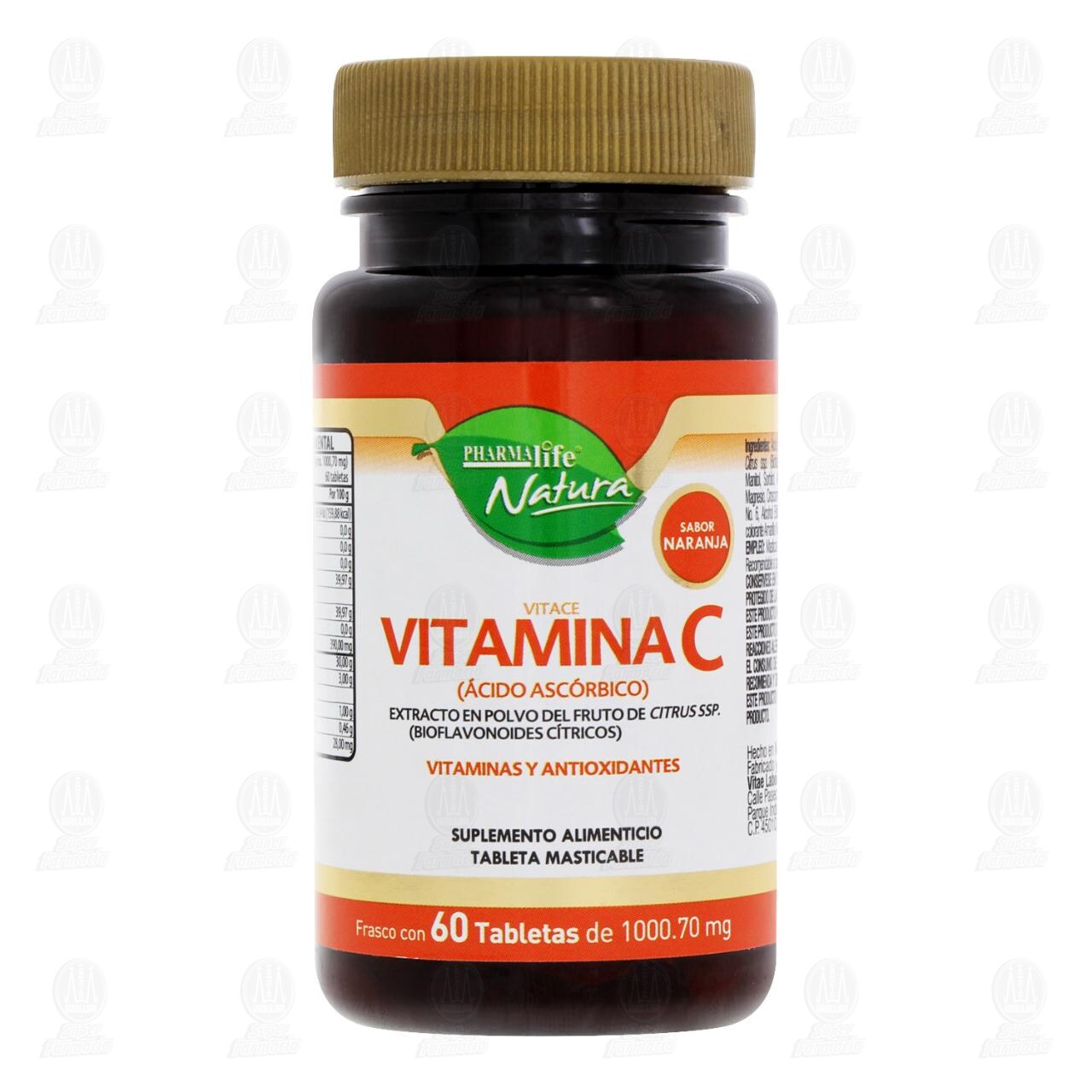 Vitamina C 1000.70 mg, 60 Tabletas Pharmalife Natura. image number 1