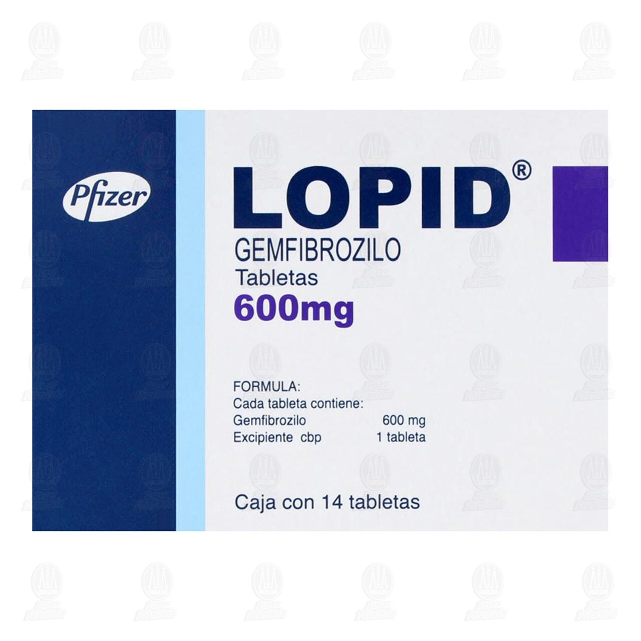 Lopid 600 mg, 14 Tabletas. image number 1