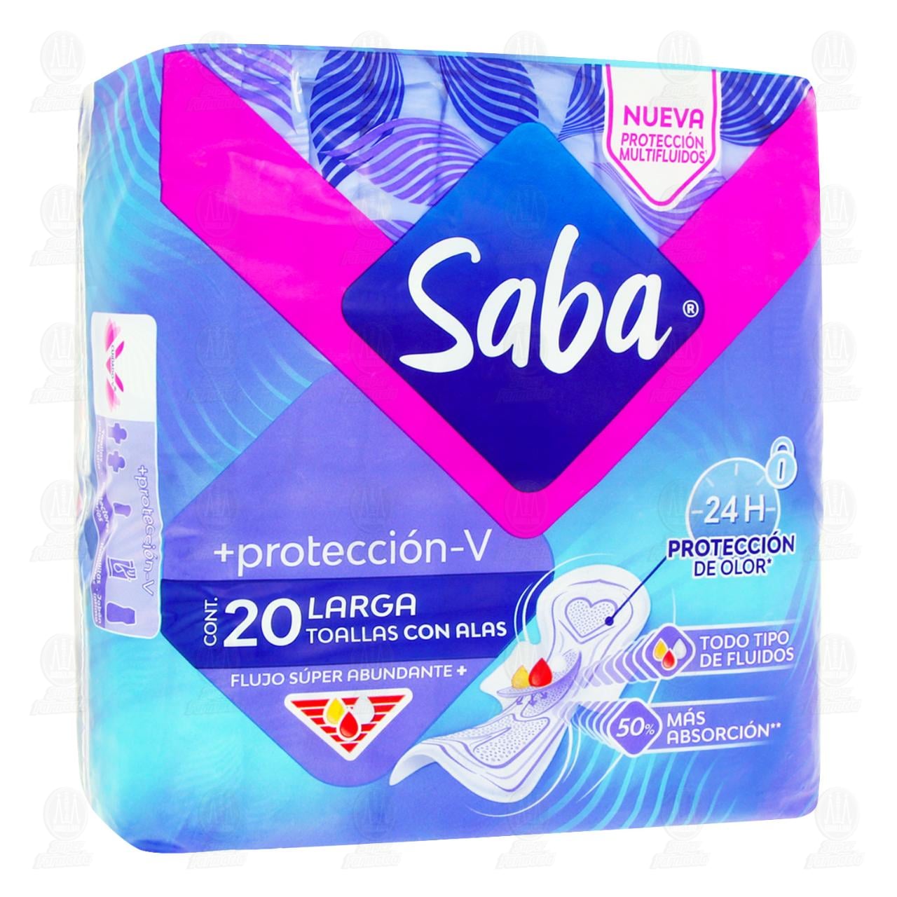 Imagen para Toallas Femeninas Saba +Protección-V, 20 pzas.