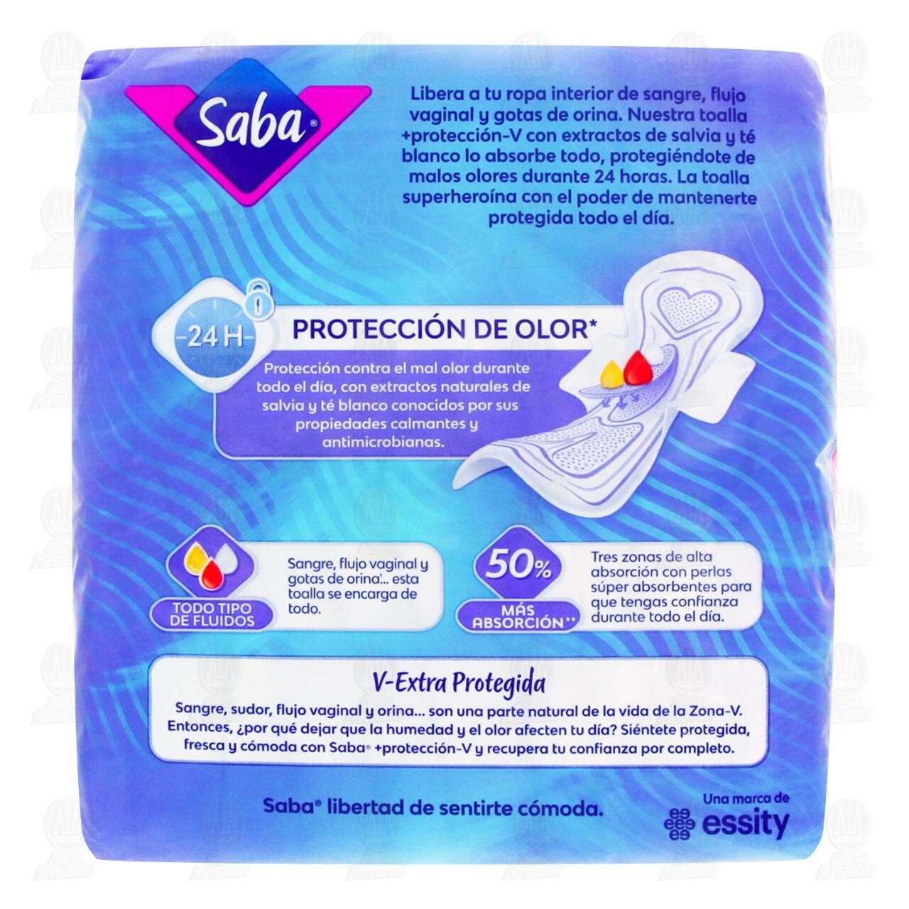Toallas Femeninas Saba +Protecci&oacute;n-V, 20 pzas. image number 2