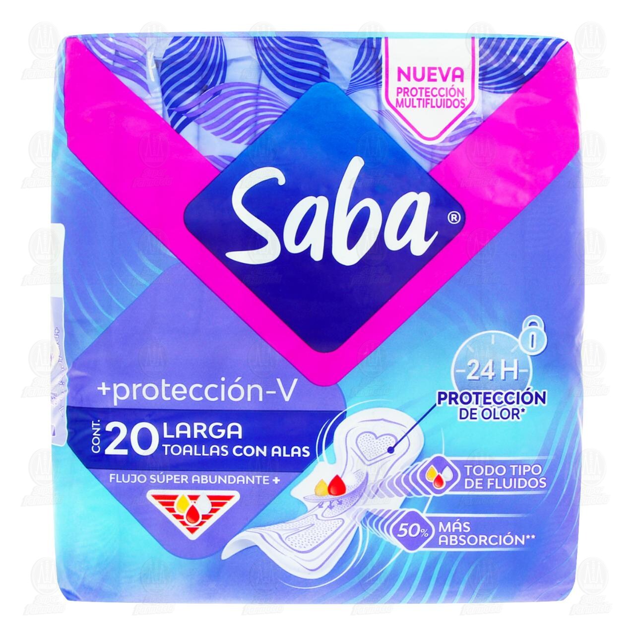 Toallas Femeninas Saba +Protecci&oacute;n-V, 20 pzas. image number 1