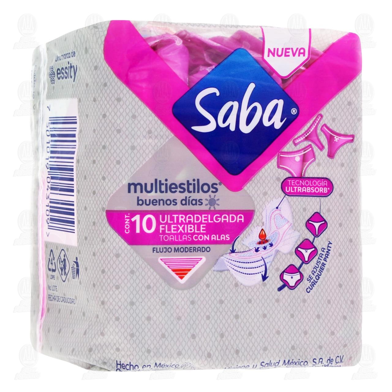 Toallas Femeninas Saba Multiestilos Buenos d&iacute;as, 10 pzas.