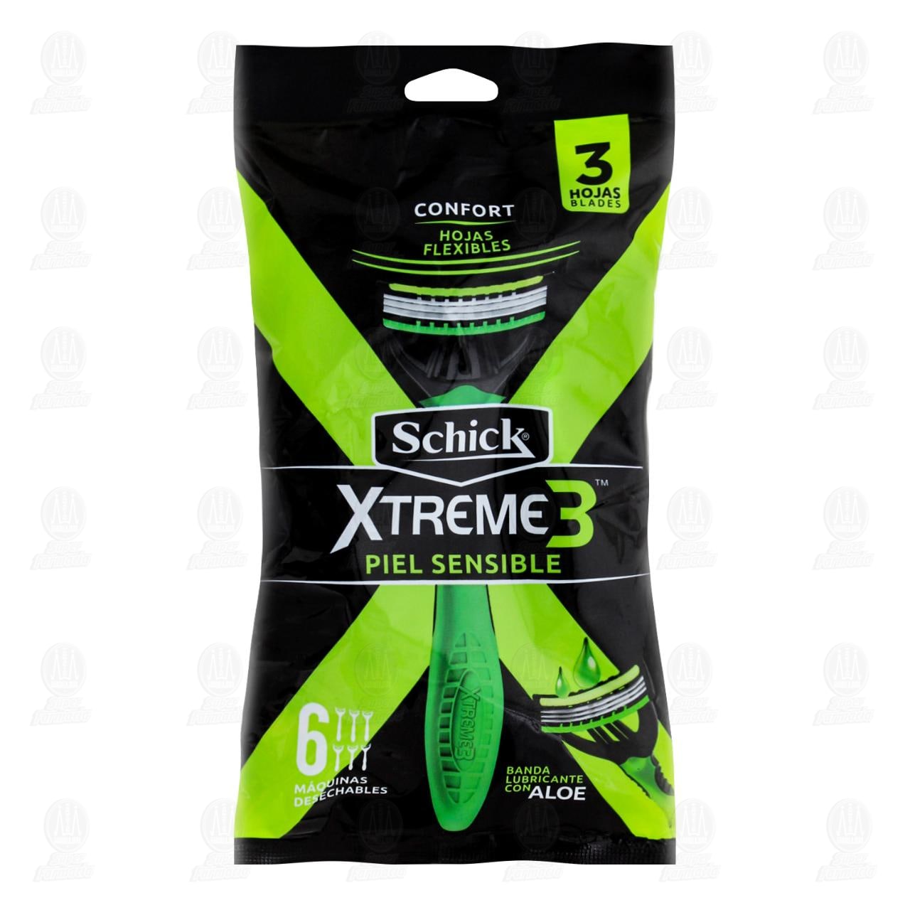 M&aacute;quinas para Afeitar Schick Xtreme 3 Desechable Piel Sensible, 6 pzas.