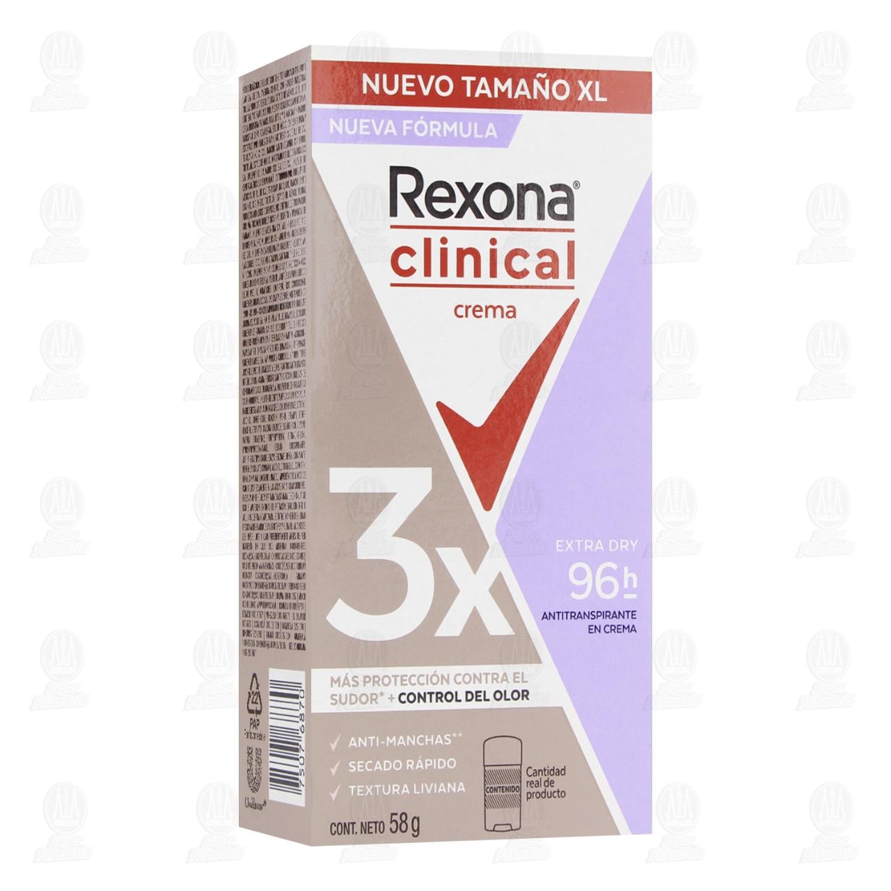 Antitranspirante Rexona Clinical Crema Extra Dry 96h, 58 gr.
