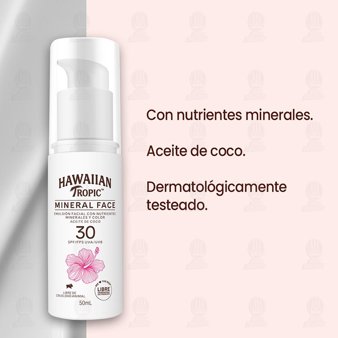 Emulsión Facial Hawaiian Tropic Mineral Face 30 FPS, 50 ml. image number 3