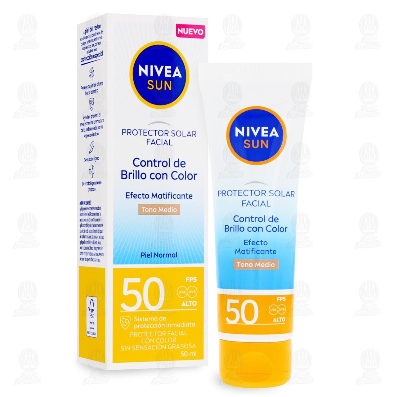 Protector Solar Facial Nivea Sun FPS 50 Control de Brillo con Color Tono Medio para Piel Normal, 50 ml. image number 3