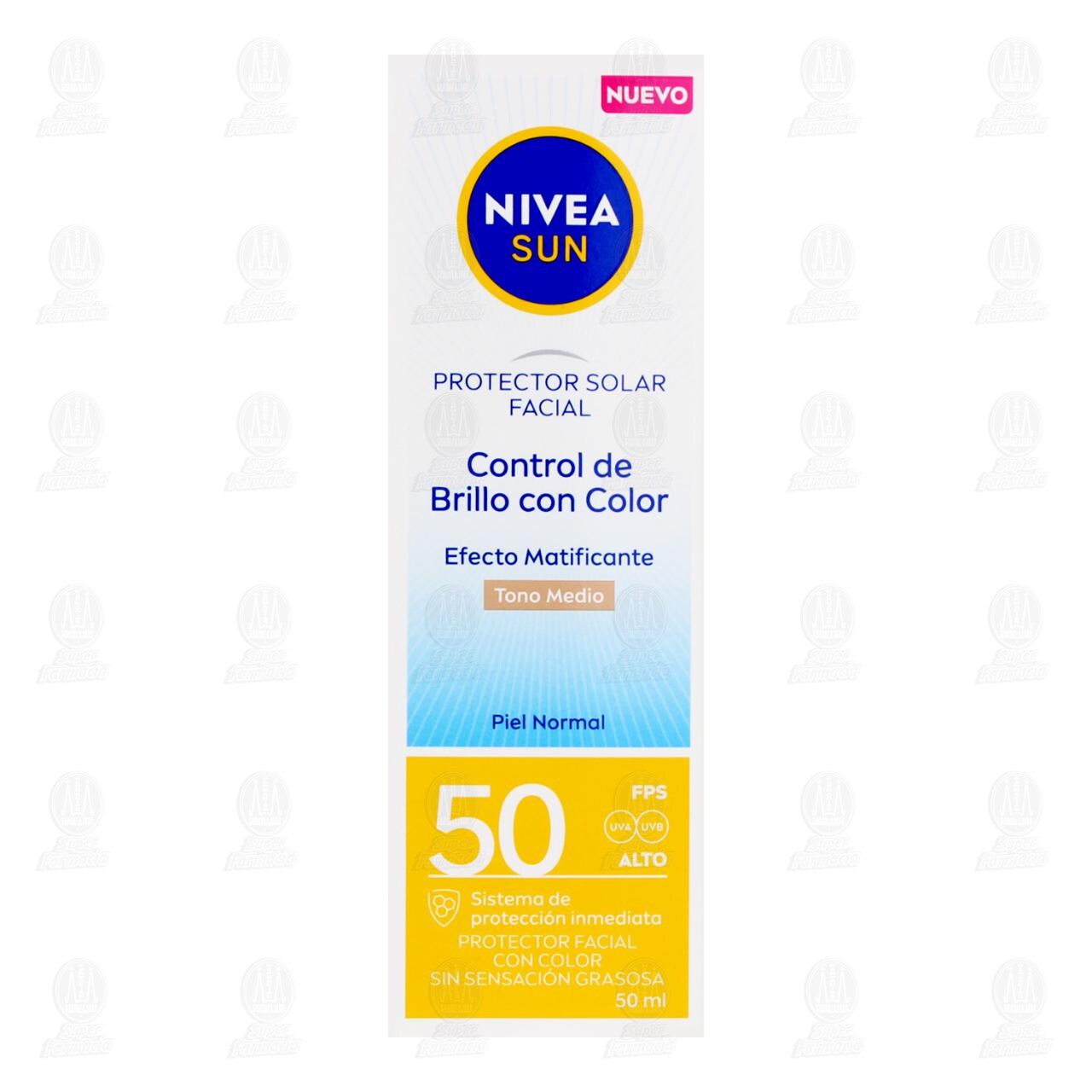 Protector Solar Facial Nivea Sun FPS 50 Control de Brillo con Color Tono Medio para Piel Normal, 50 ml. image number 1