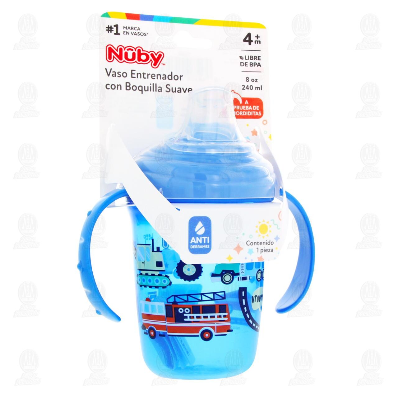 Vaso Entrenador Nuby con Boquilla Suabe Varios diseños, 1 pz.