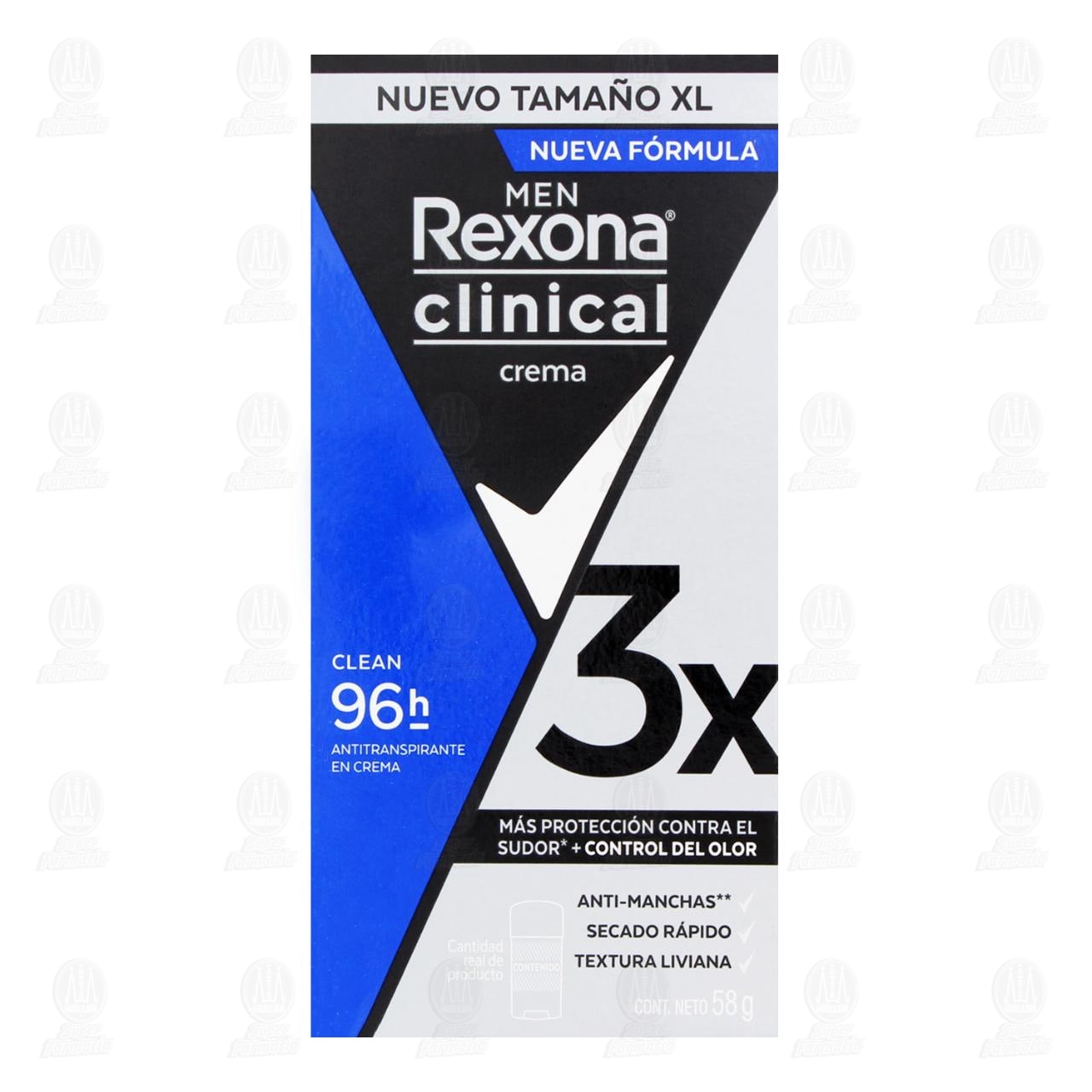 Antitranspirante Men Rexona Clinical Crema Clean 96h, 58 gr. image number 1