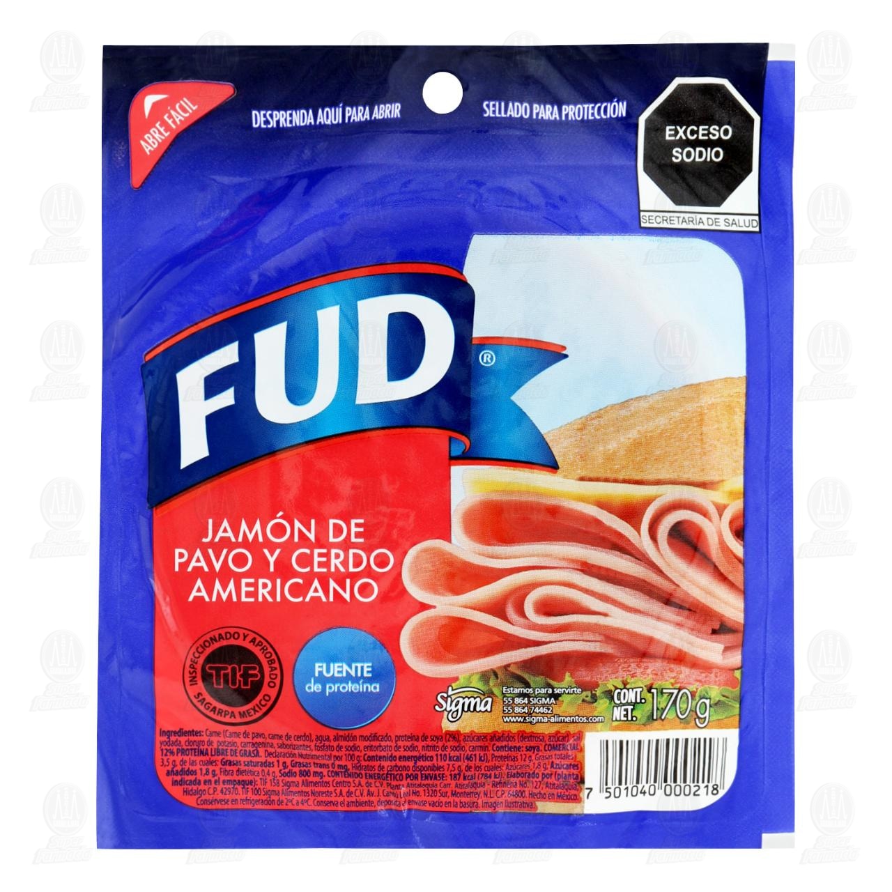 Imagen para Jamón Fud Americano Pavo y Cerdo, 170 gr.