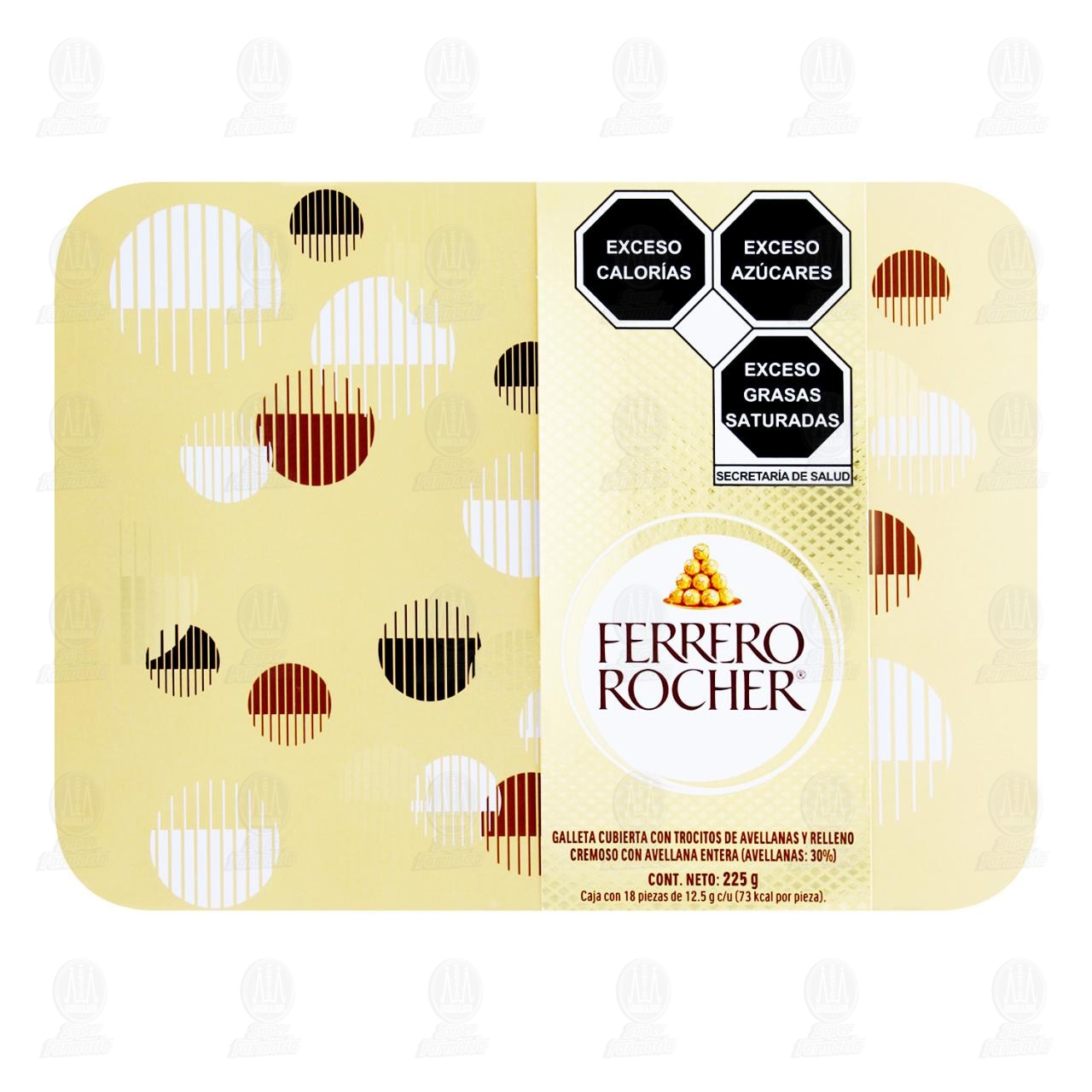 Imagen para Galleta Cubierta con Trocitos de Avellanas y Relleno Cremoso Ferrero Rocher, 18 pzas 225 gr.