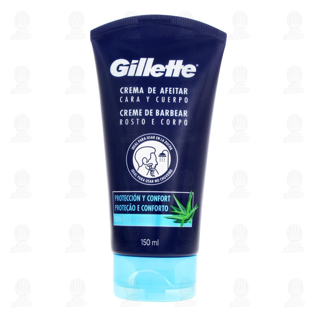 Crema de Afeitar Gillette Cara y Cuerpo con Aloe Vera, 150 ml. image number 0