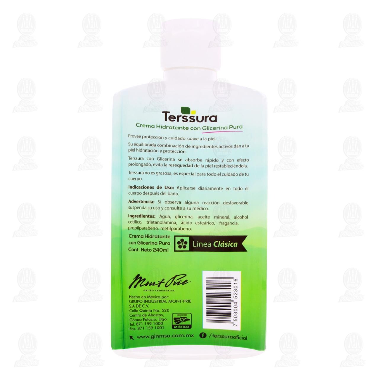 Crema Hidratante Terssura Cl&aacute;sica Blanca con Glicerina Pura, 240 ml. image number 2