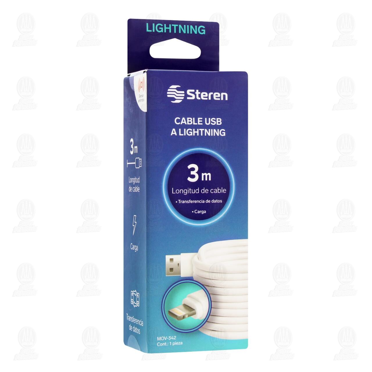 Cable USB Steren a Lightning para dispositivo Apple con Forro PCV, 1 pz. image number 0