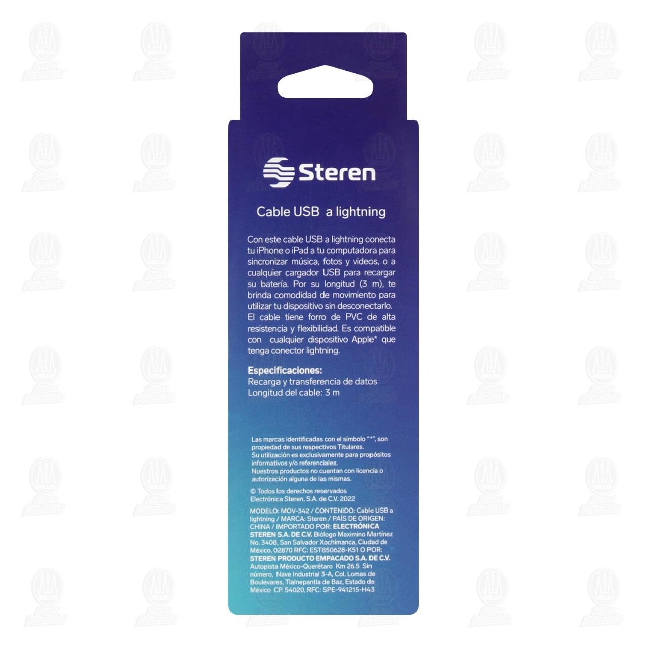 Cable USB Steren a Lightning para dispositivo Apple con Forro PCV, 1 pz. image number 2