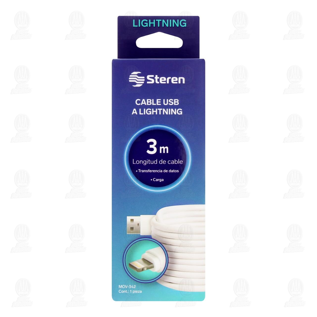 Cable USB Steren a Lightning para dispositivo Apple con Forro PCV, 1 pz. image number 1