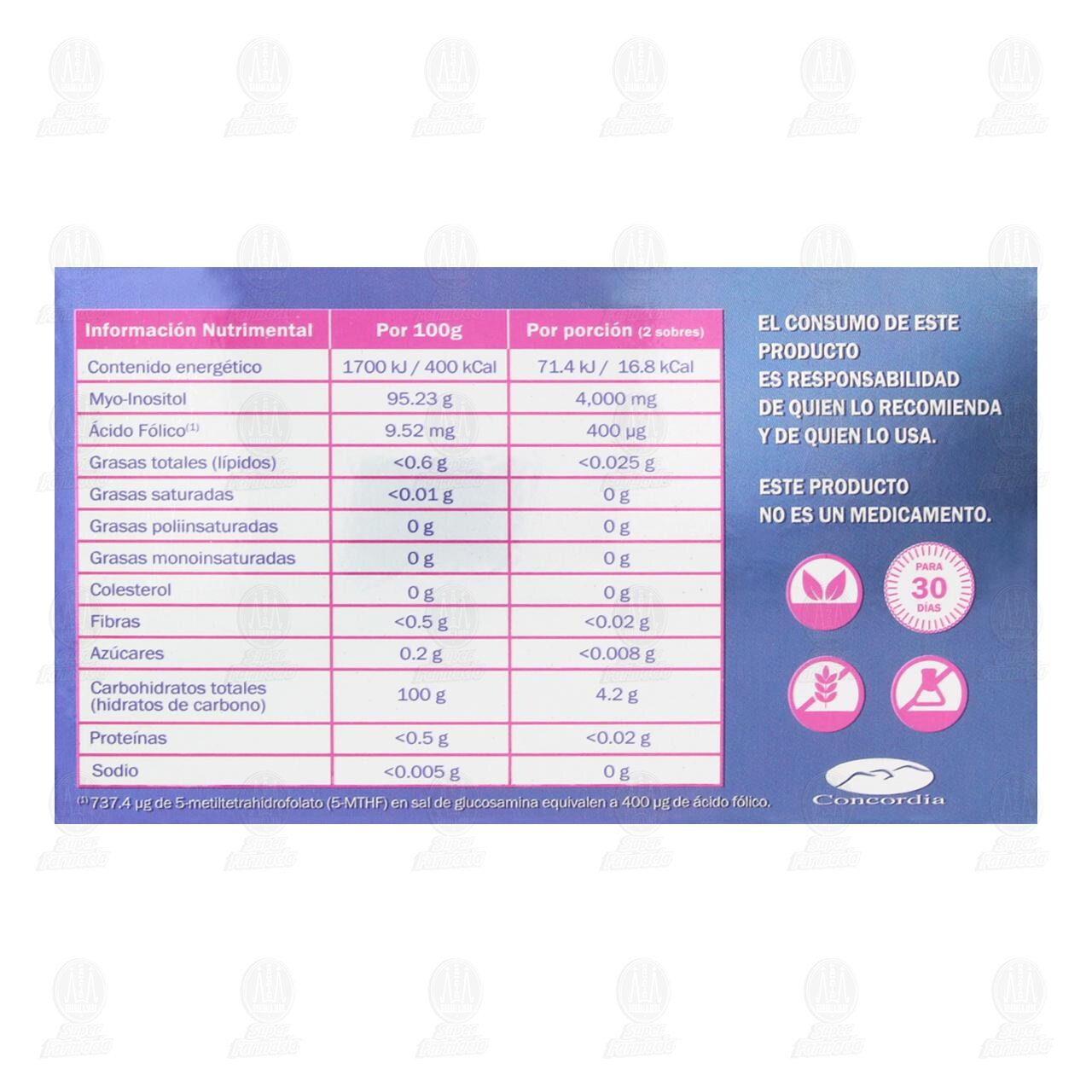 G-Nositol 2.1 gr Suplemento Alimenticio, 60 Sobres. image number 2