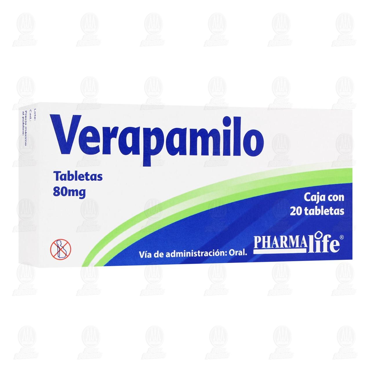 Verapamilo 80 mg, 20 Tabletas Pharmalife. image number 0