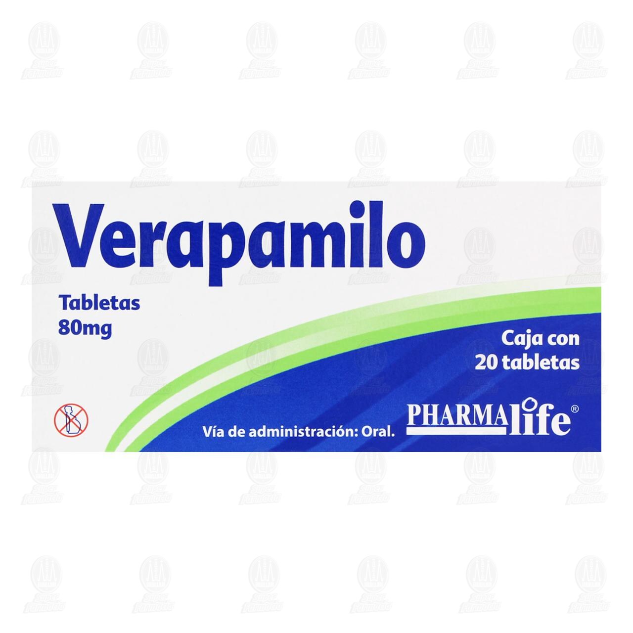 Verapamilo 80 mg, 20 Tabletas Pharmalife. image number 1