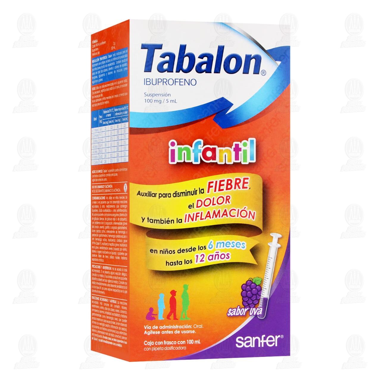 Tabalon Infantil 100mg/5ml Suspensi&oacute;n Sabor Uva, 100 ml. image number 0