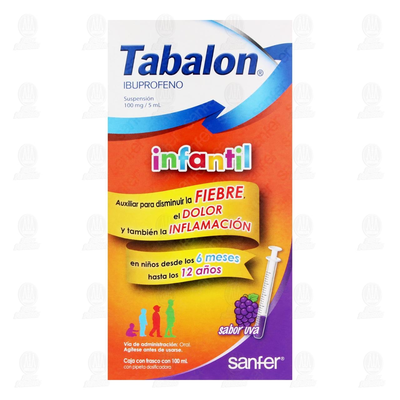 Tabalon Infantil 100mg/5ml Suspensi&oacute;n Sabor Uva, 100 ml. image number 1