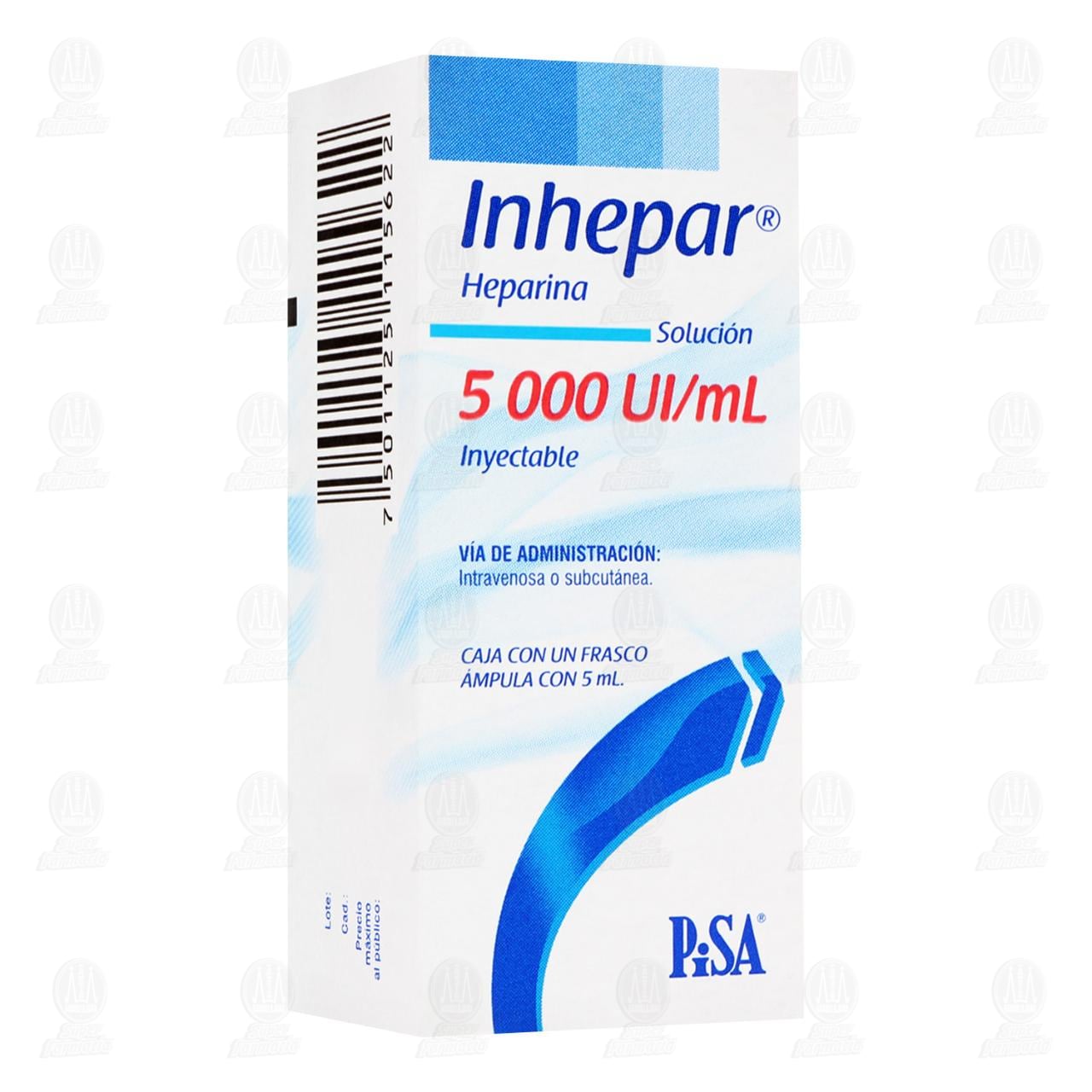 Inhepar 5 000 UI/ml Solución Inyectable, 5 ml.