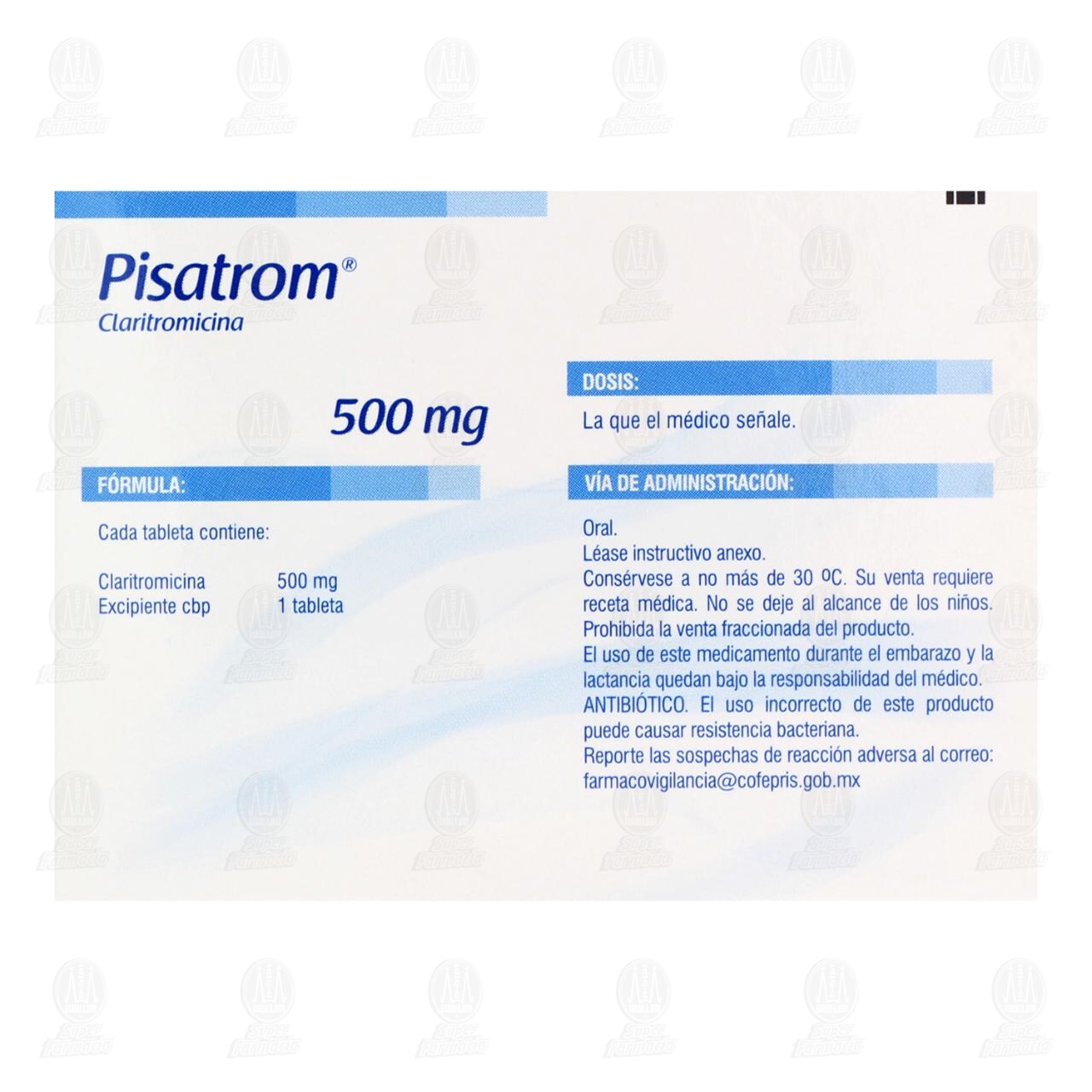 Pisatrom 500 mg, 20 Tabletas. image number 2