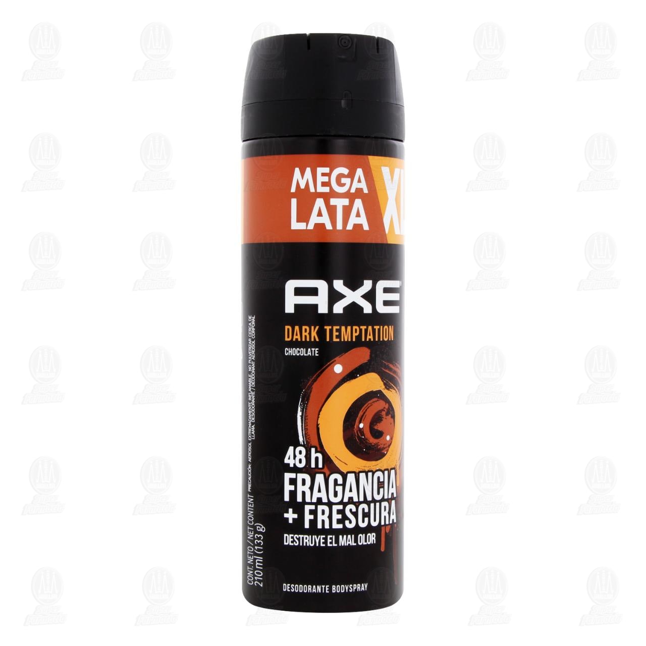 Desodorante Body Spray Axe Dark Temptation 48H XL en Aerosol, 210 ml.