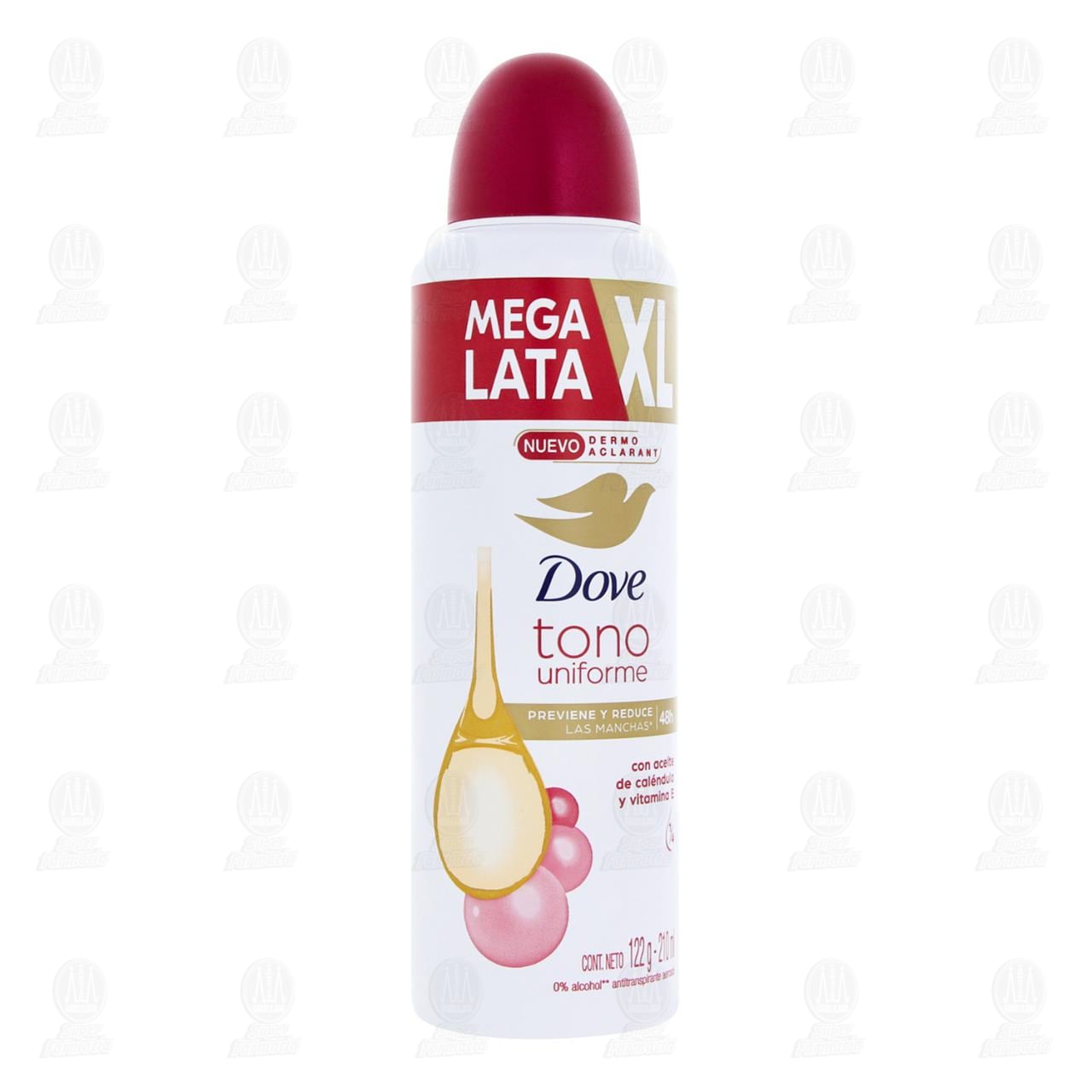 Antitranspirante Dove Tono Uniforme Aceite de cal&eacute;ndula XL en Aerosol, 210 ml.