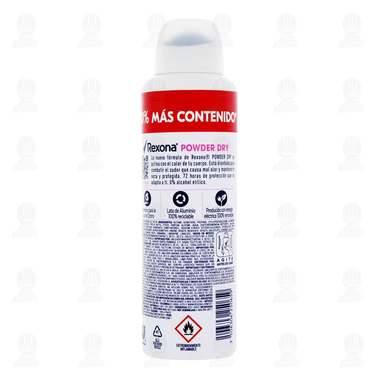 Antitranspirante Rexona Powder Dry XL en Aerosol, 210 ml. image number 2