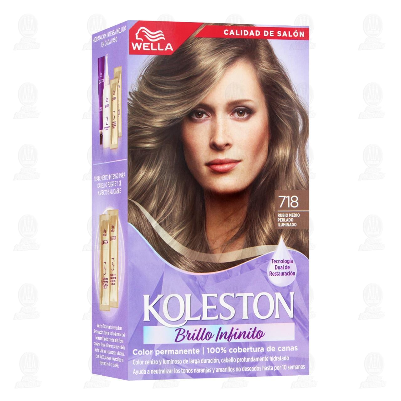 Tinte Koleston Brillo Infinito Color Rubio Medio Perlado Iluminado (718), 1 pz.