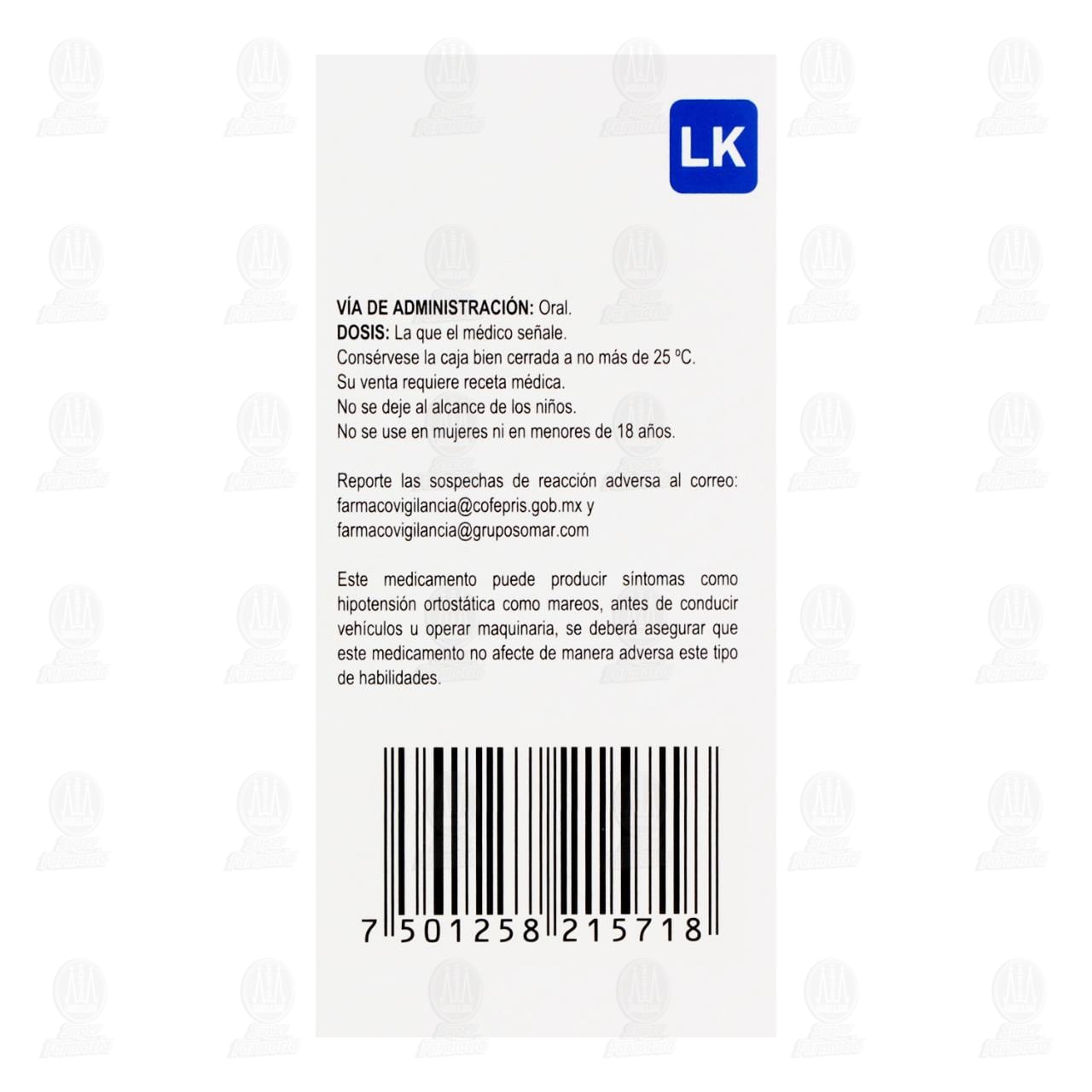 Ridalox 0.5mg/0.4mg, 30 C&aacute;psulas. image number 2