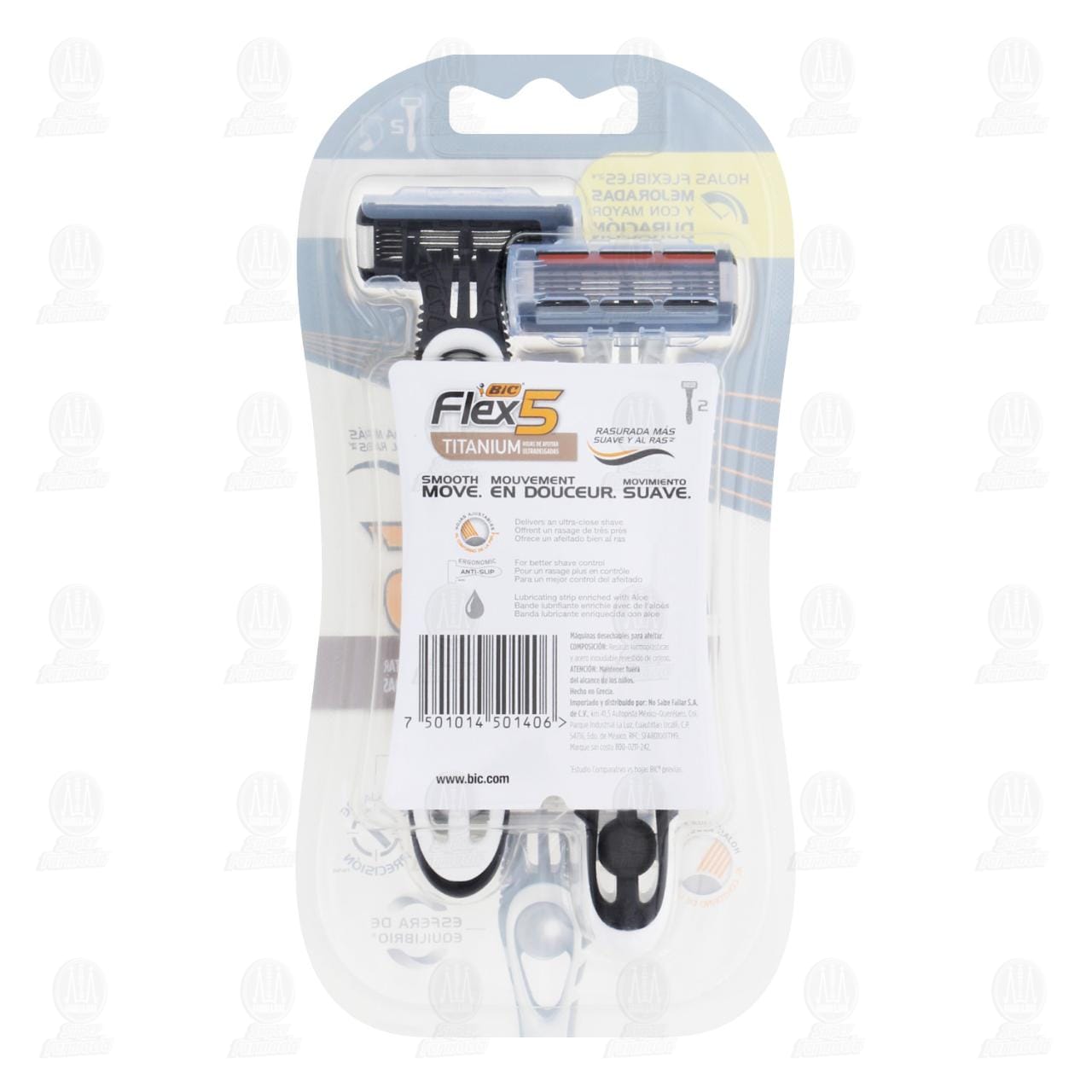 Maquinas para Afeitar Flex5 Titanium Desechables con Hojas de Afeitar Ultra Delgadas, 2 pzas. image number 1