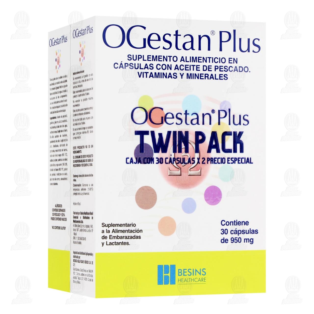 Imagen para Pack Ogestan Plus 950 mg, 2 Cajas de 30 Cápsulas c/u.