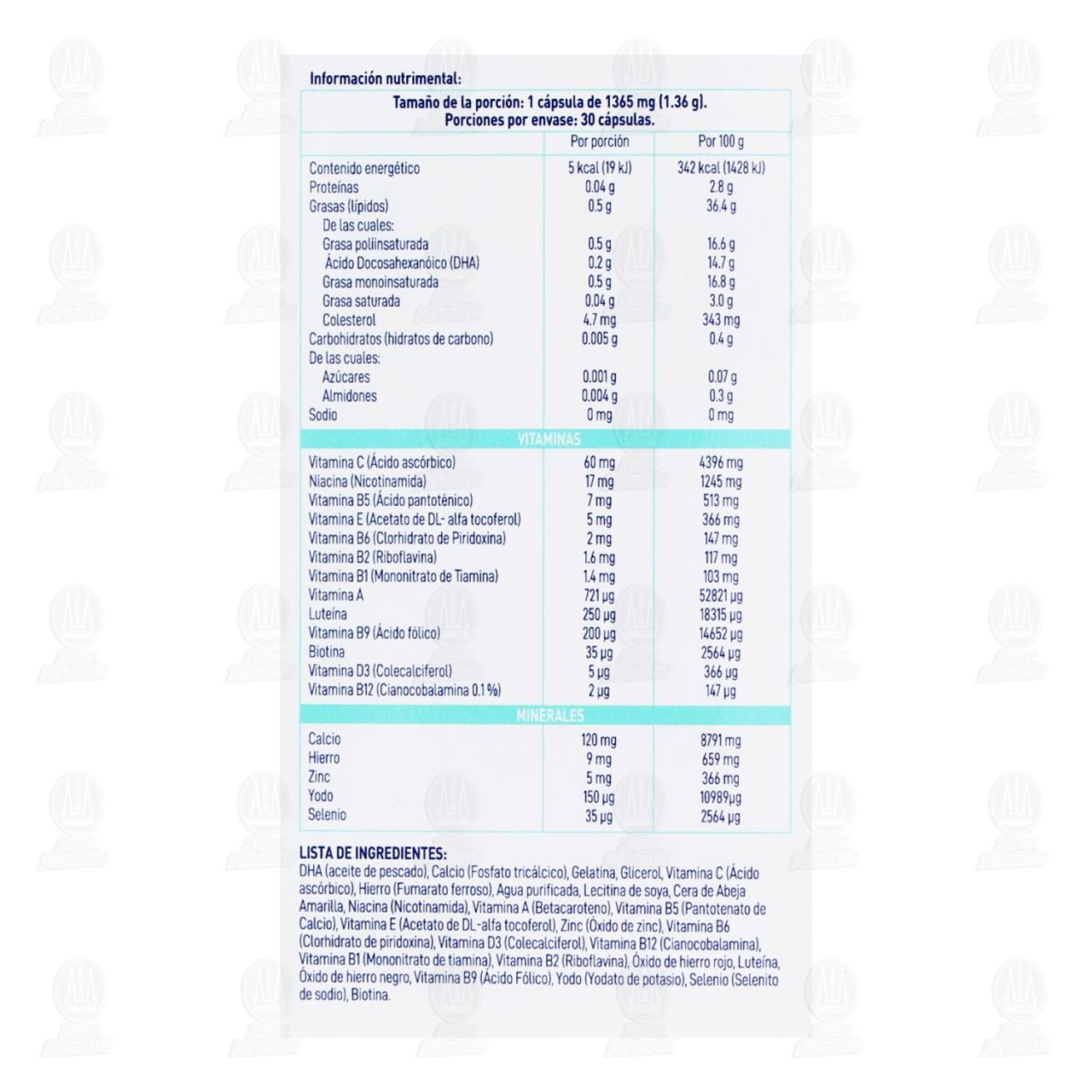 Elevit 3-Lute&iacute;na 1.36 gr, 30 C&aacute;psulas. image number 2