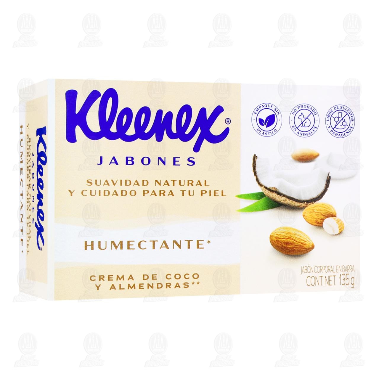 Jab&oacute;n Kleenex Humectante Crema de Coco y Almendras, 135 gr.