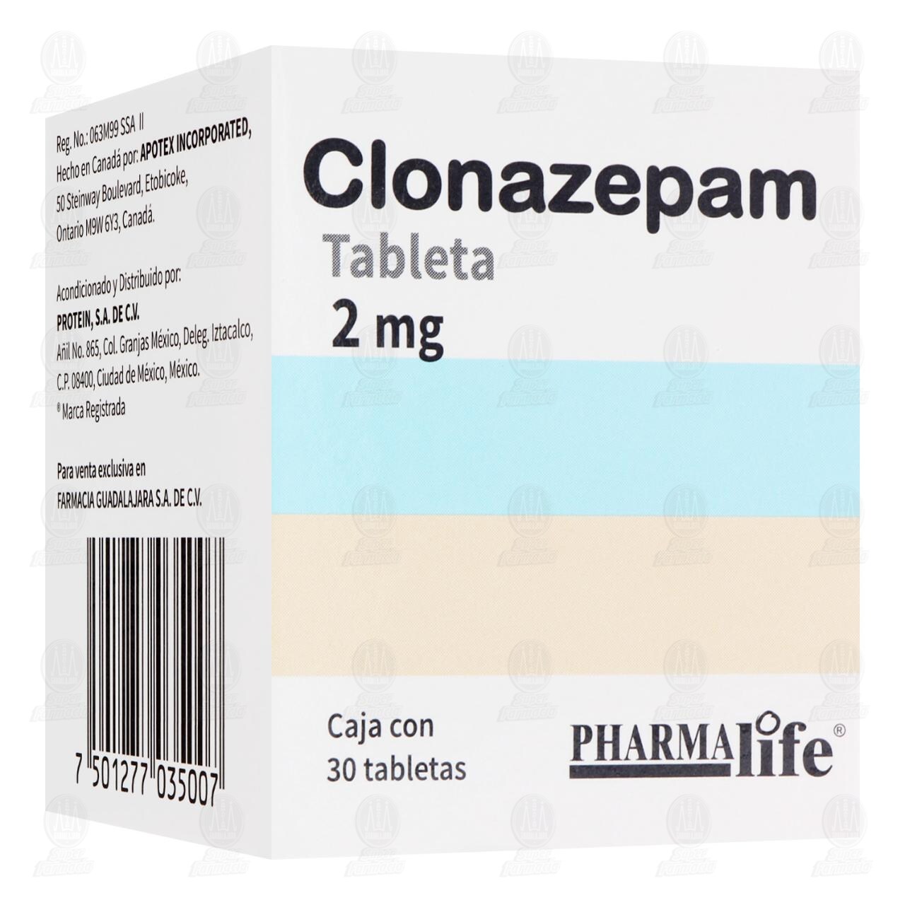 Clonazepam 2 mg, 30 Tabletas Pharmalife.